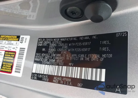 2025 Toyota Sienna из США, поврежденный, VIN 52DYRKEC7SS271600